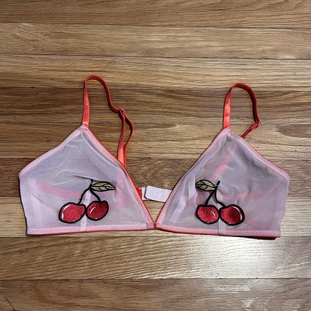 Wish & Whim Cherry Mesh Bralette - Size M